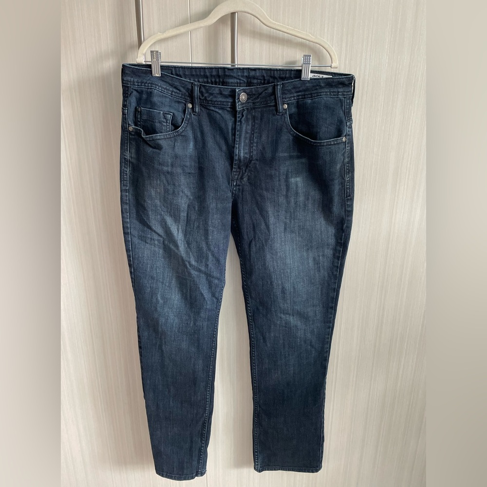 BUFFALO Jack -X Mens Slim Straight Stretch Extendable Dark Wash Jeans size 36x32